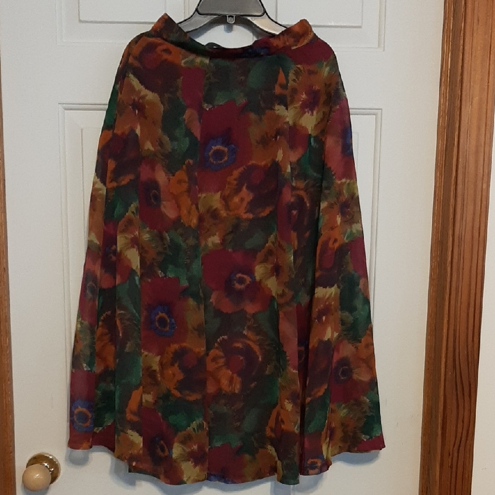 Floral A-Line Midi Skirt in Multi Jewel Tones